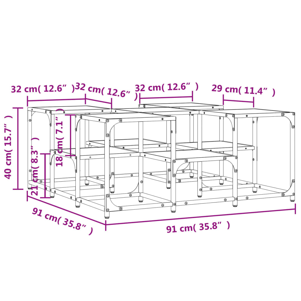 vidaXL Couchtisch Sonoma-Eiche 91x91x40 cm Holzwerkstoff