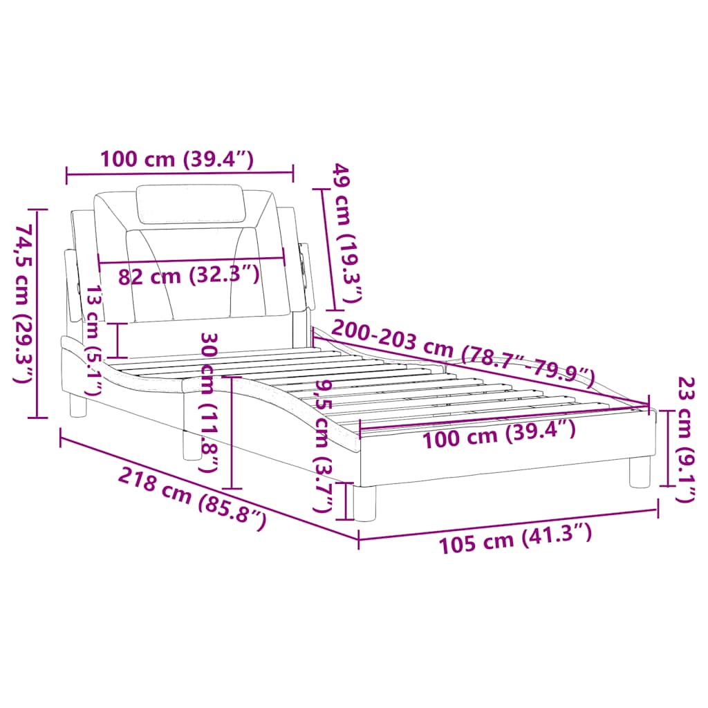 vidaXL Bettgestell "Viana" ohne Matratze Weiß 100x203 cm Kunstleder