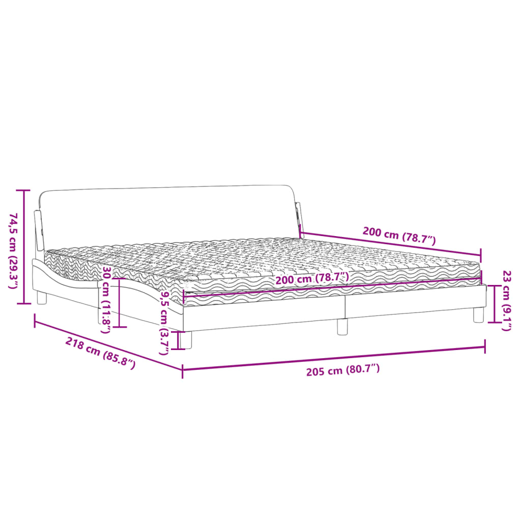 Bett mit Matratze "Dover" Braun 200x200 cm Kunstleder
