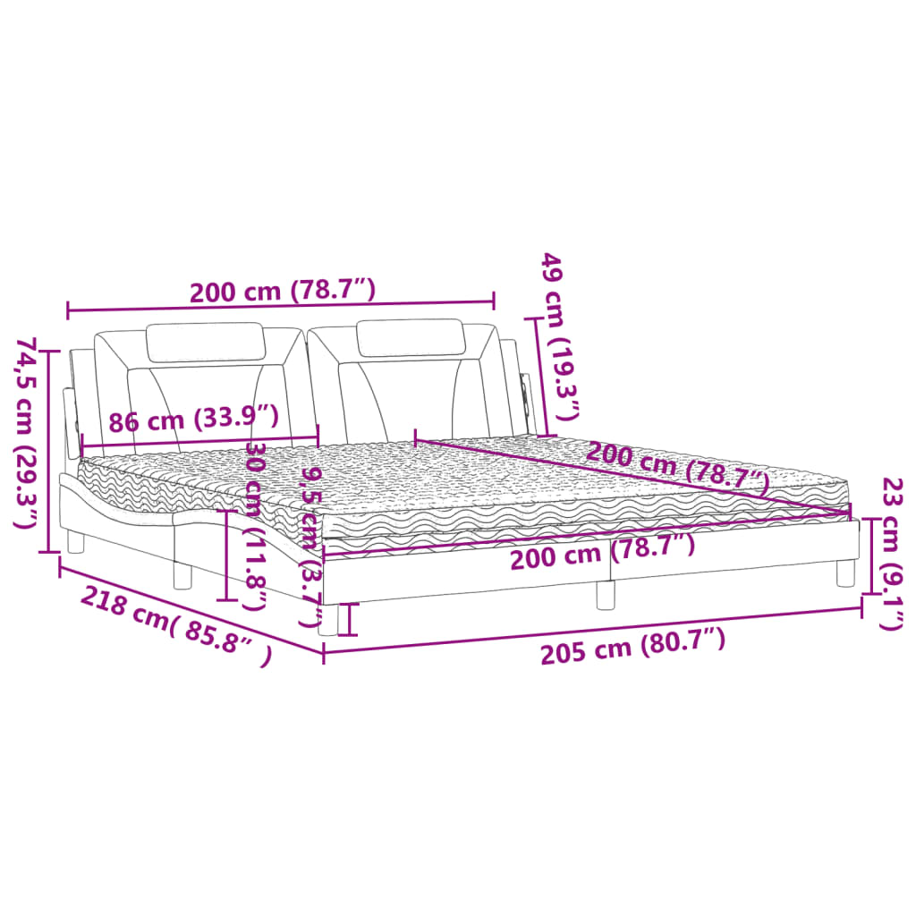 vidaXL Lit « Viana » avec matelas marron 200x200 cm en similicuir