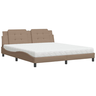 vidaXL Bett mit Matratze "Zadar" Cappuccino-Braun 180x200 cm Kunstleder