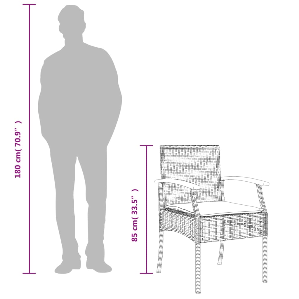 vidaXL 5-tlg. Garten-Essgruppe mit Kissen Schwarz Poly Rattan