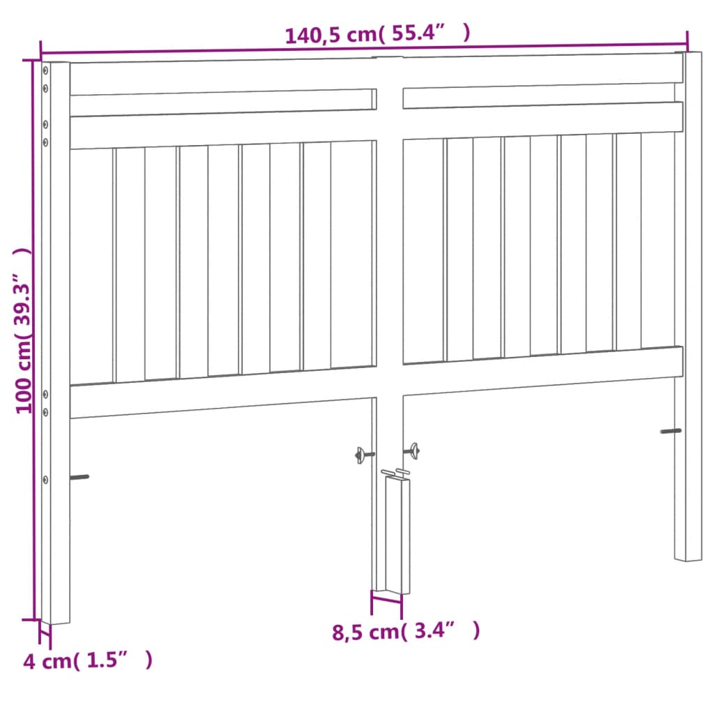 vidaXL Kopfteil Wachsbraun 135 cm Massivholz Kiefer