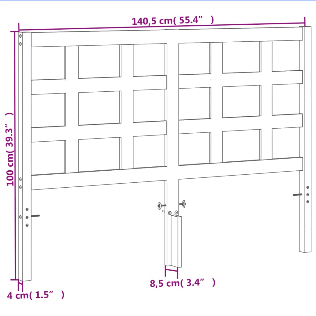 vidaXL Kopfteil Wachsbraun 135 cm Massivholz Kiefer