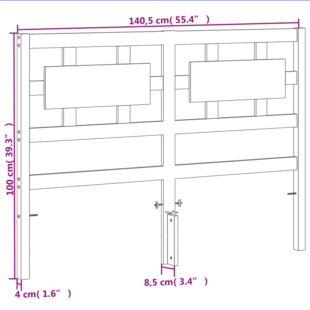 vidaXL Kopfteil Wachsbraun 135 cm Massivholz Kiefer