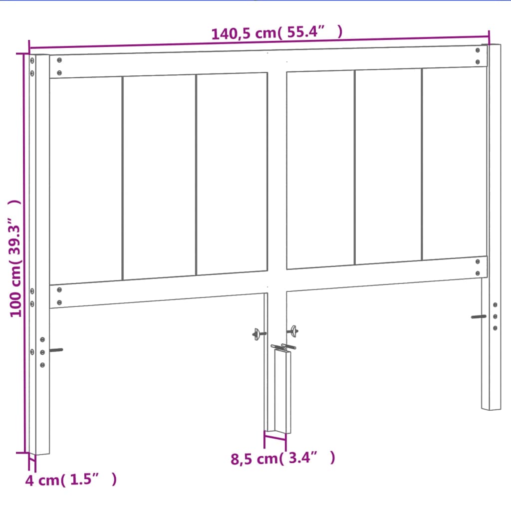 vidaXL Kopfteil Wachsbraun 135 cm Massivholz Kiefer