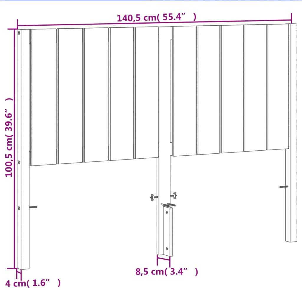vidaXL Kopfteil Wachsbraun 135 cm Massivholz Kiefer