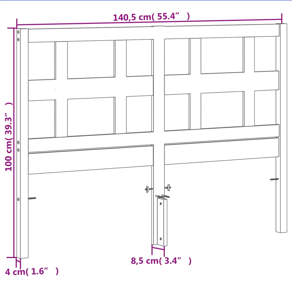 vidaXL Kopfteil Wachsbraun 135 cm Massivholz Kiefer