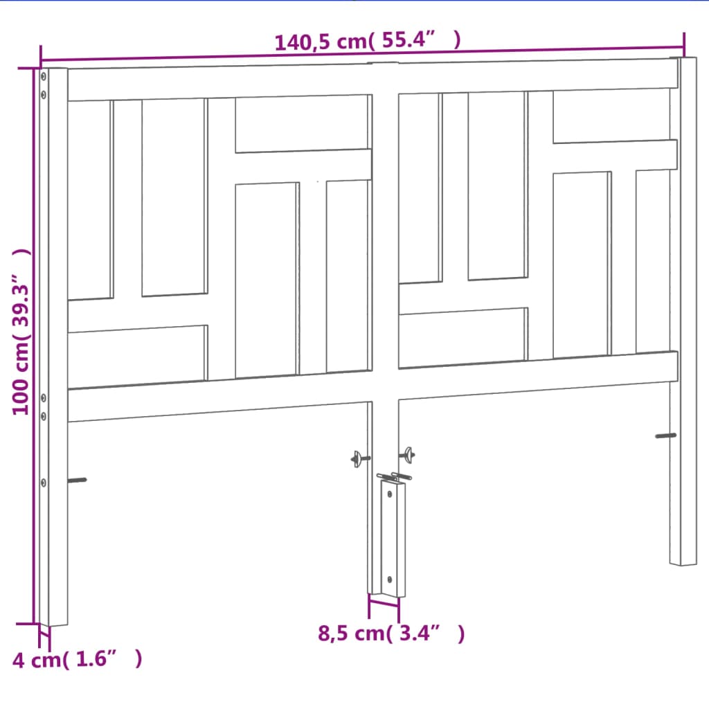 vidaXL Kopfteil Wachsbraun 135 cm Massivholz Kiefer