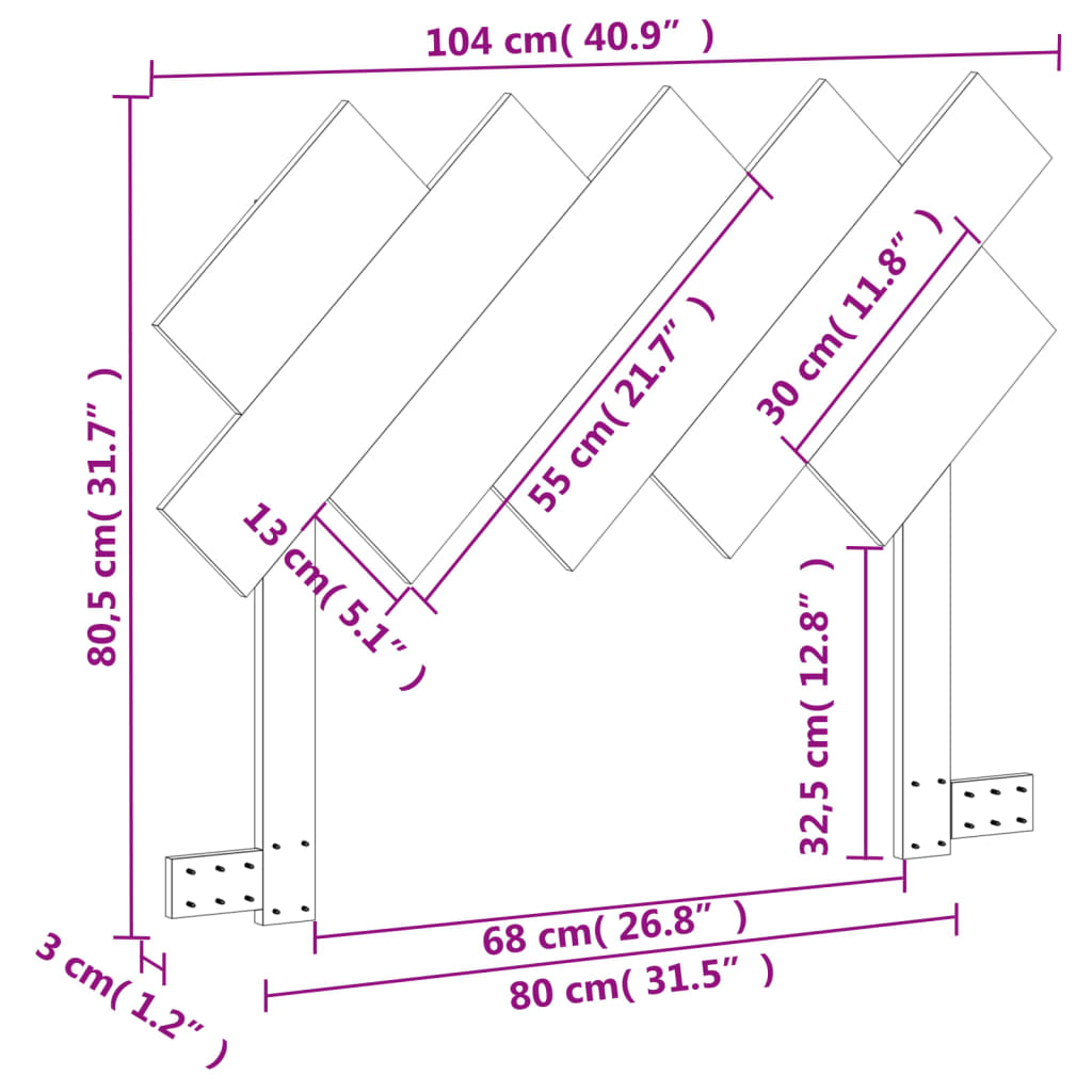 vidaXL Kopfteil Wachsbraun 100 cm Massivholz Kiefer