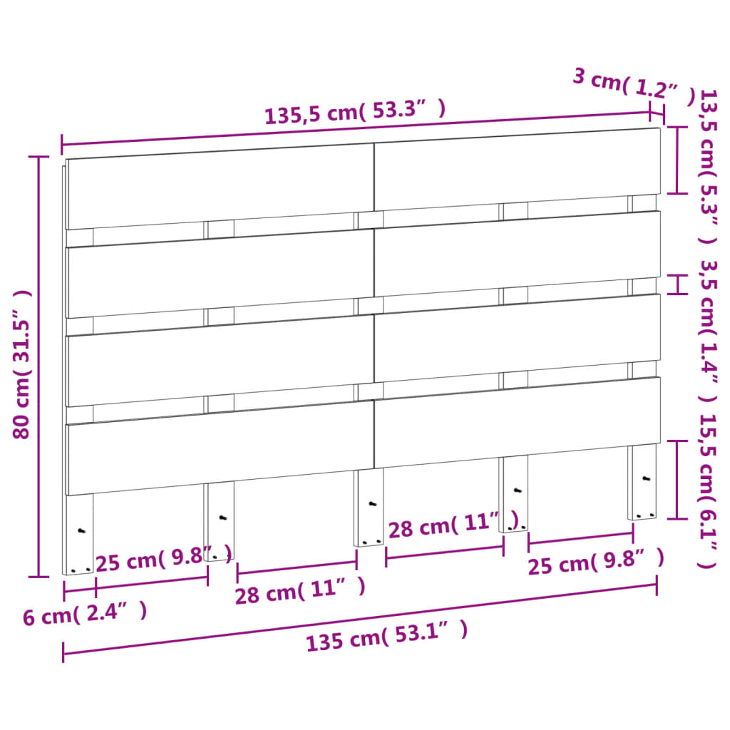vidaXL Kopfteil Wachsbraun 180 cm Massivholz Kiefer