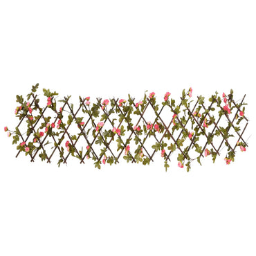 vidaXL Treillis extensible avec lierre artificiel rose foncé 180x20 cm