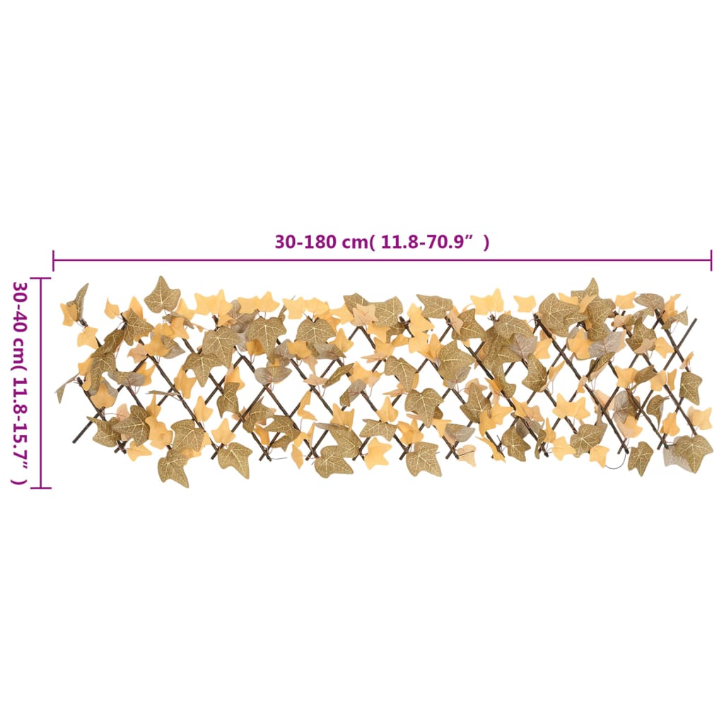 vidaXL Treillis extensible avec feuilles d'érable artificielles 180x30 cm