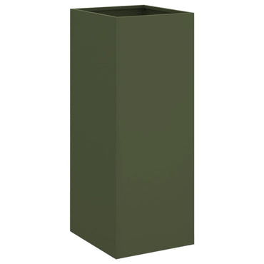 vidaXL Pflanzkübel Olivgrün 32x29x75 cm Stahl