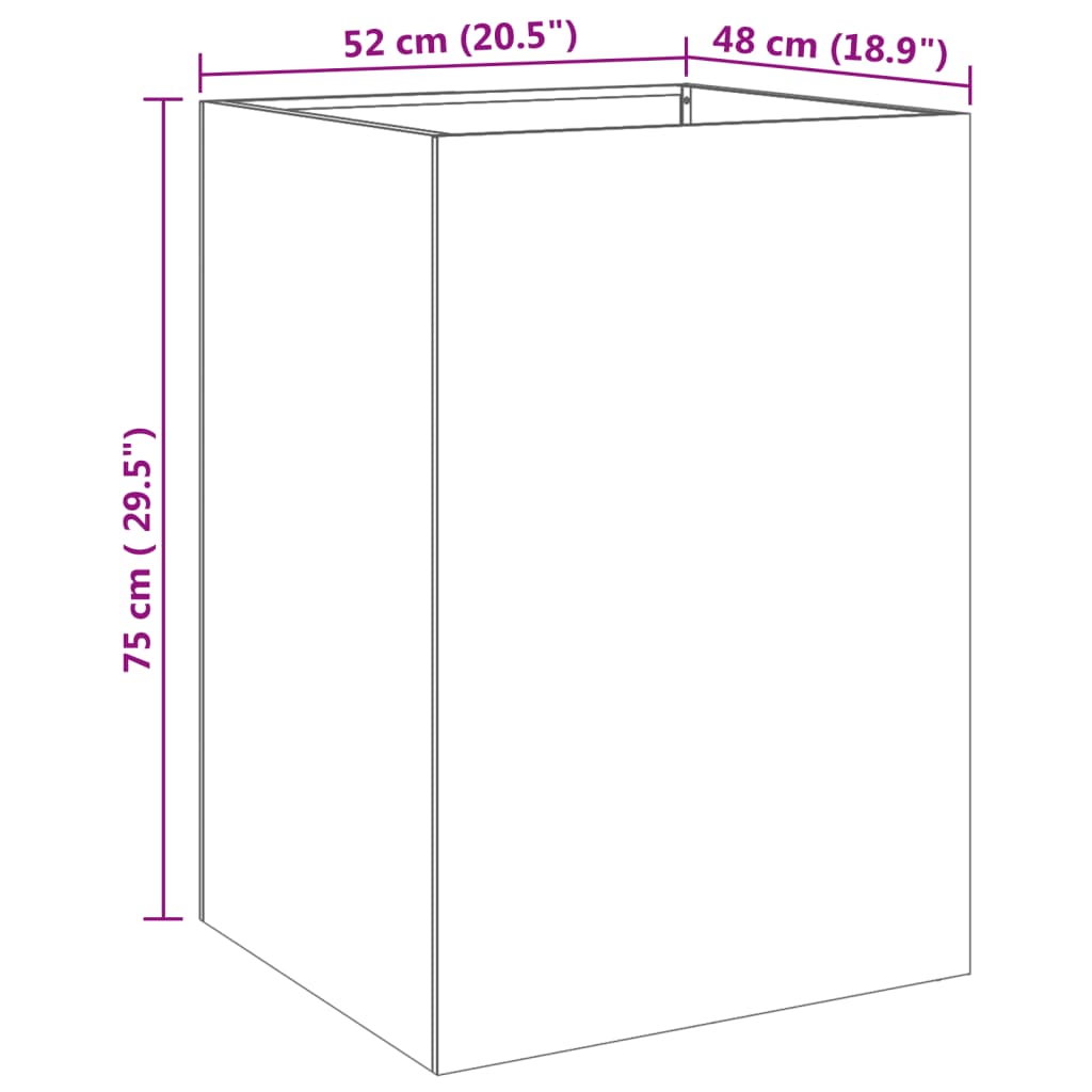vidaXL Pflanzkübel Silbern 52x48x75 cm Edelstahl