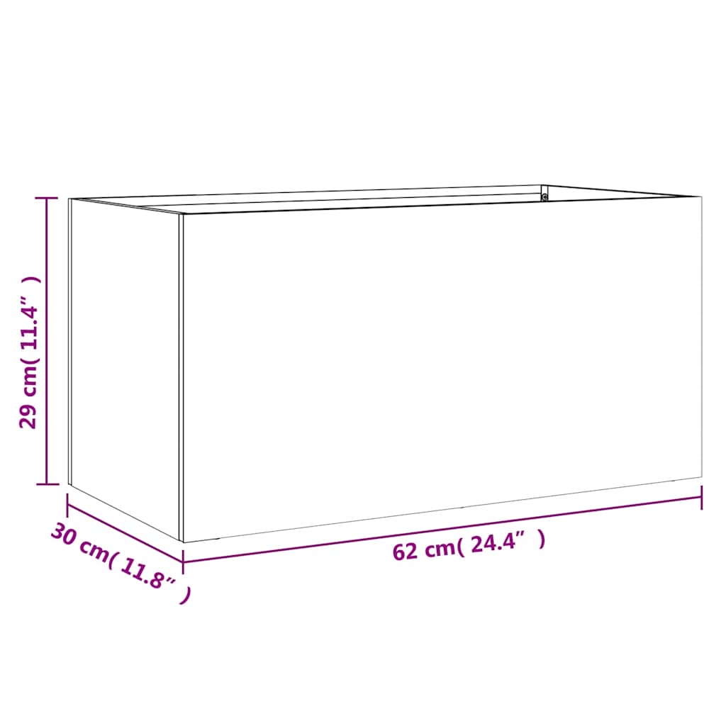 vidaXL Pflanzkübel Silbern 62x30x29 cm Verzinkter Stahl