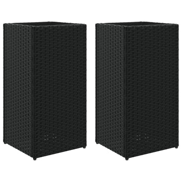 vidaXL Pflanzkübel 2 Stk. Schwarz 30x30x60 cm Poly Rattan