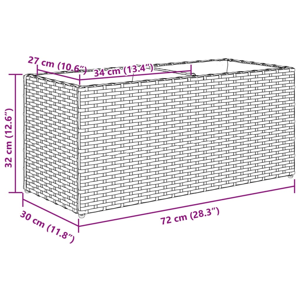 vidaXL Jardinière avec 2 pots 2 pcs Marron 72x30x32 cm Résine tressée