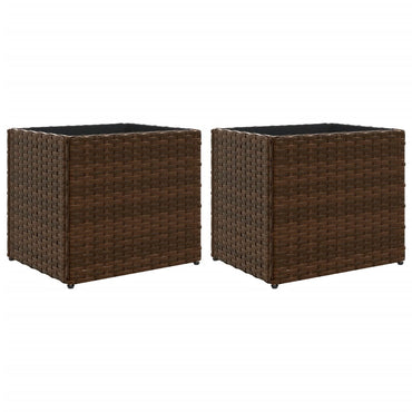 vidaXL Pflanzkübel 2 Stk. Braun 36x30x32 cm Poly Rattan