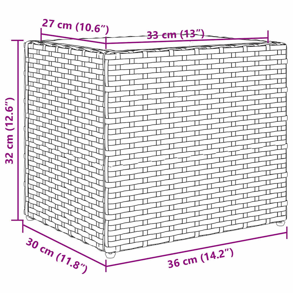 vidaXL Pflanzkübel 2 Stk. Grau 36x30x32 cm Poly Rattan