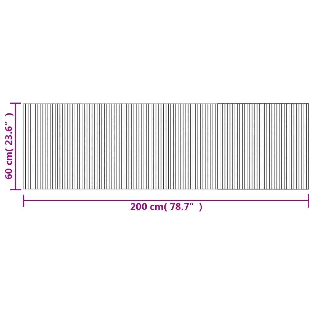 vidaXL Tapis rectangulaire Noir 60x200 cm Bambou