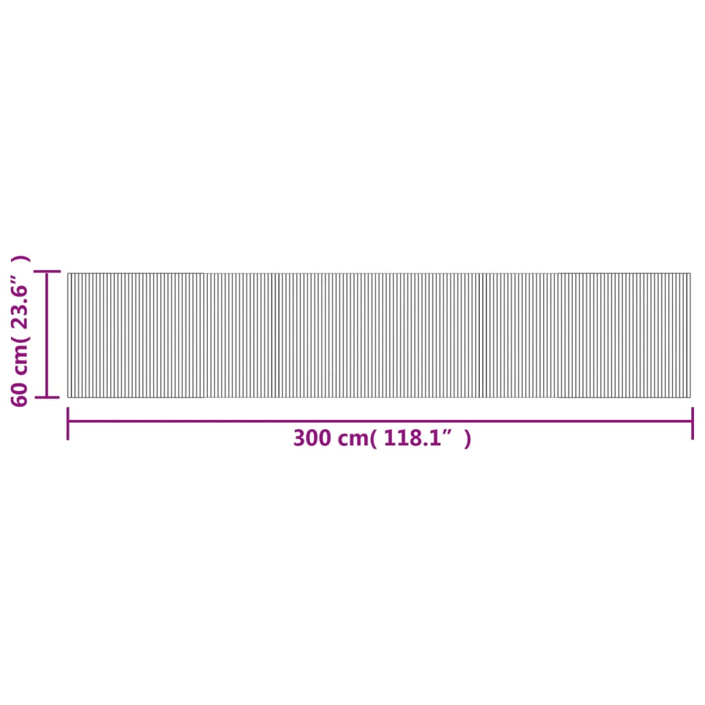 vidaXL Teppich Rechteckig Schwarz 60x300 cm Bambus