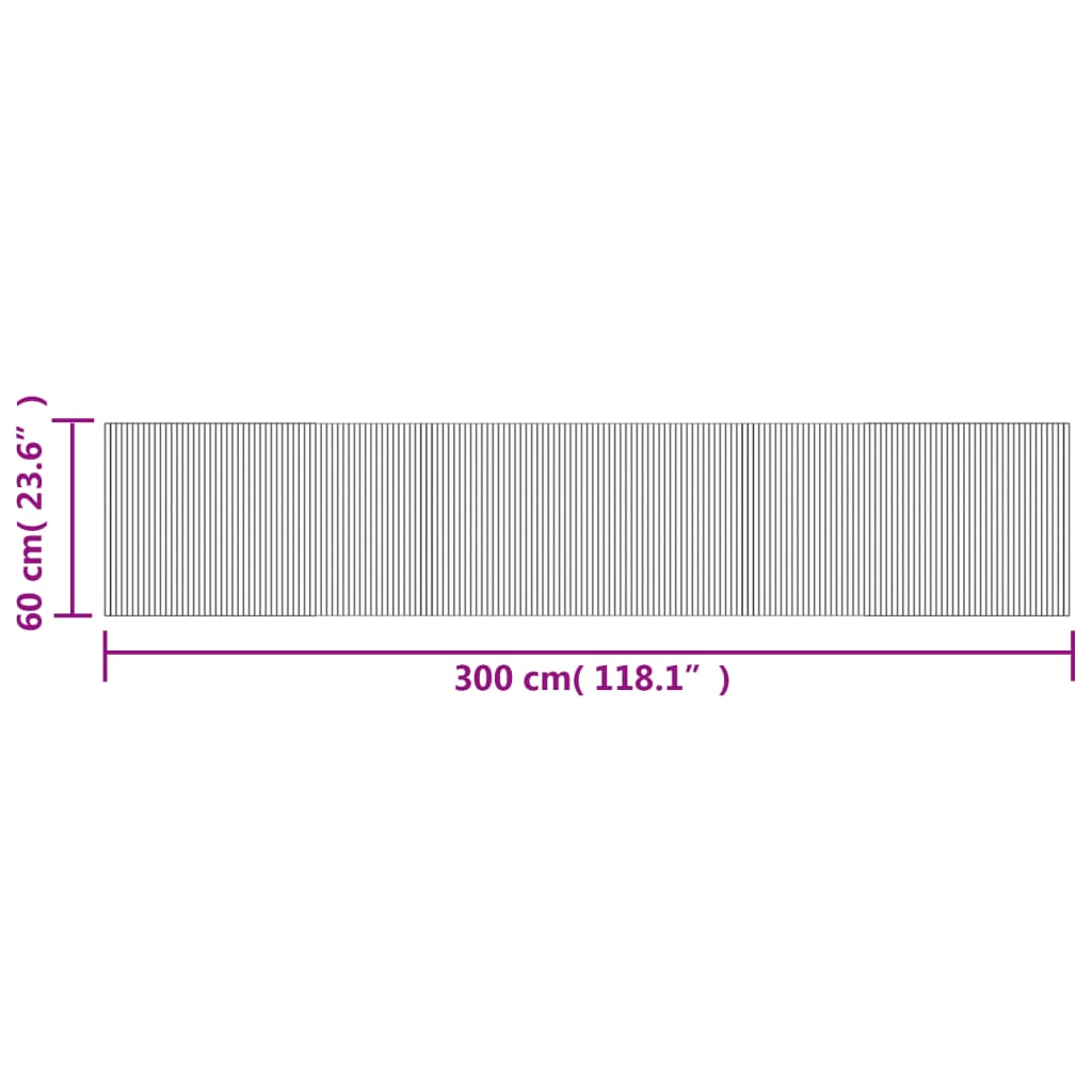 vidaXL Teppich Rechteckig Grau 60x300 cm Bambus