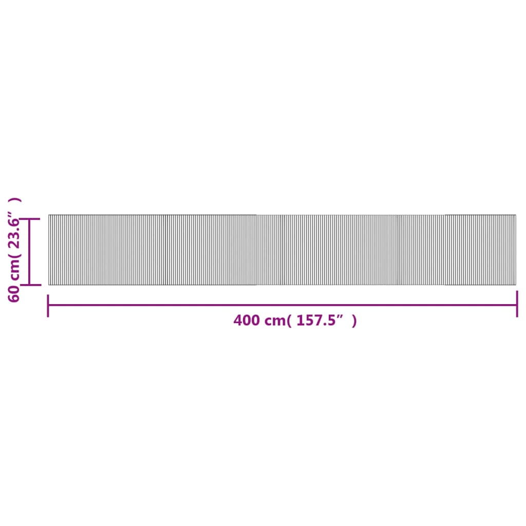 vidaXL Teppich Rechteckig Schwarz 60x400 cm Bambus