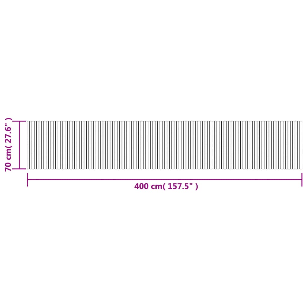 vidaXL Teppich Rechteckig Schwarz 70x400 cm Bambus