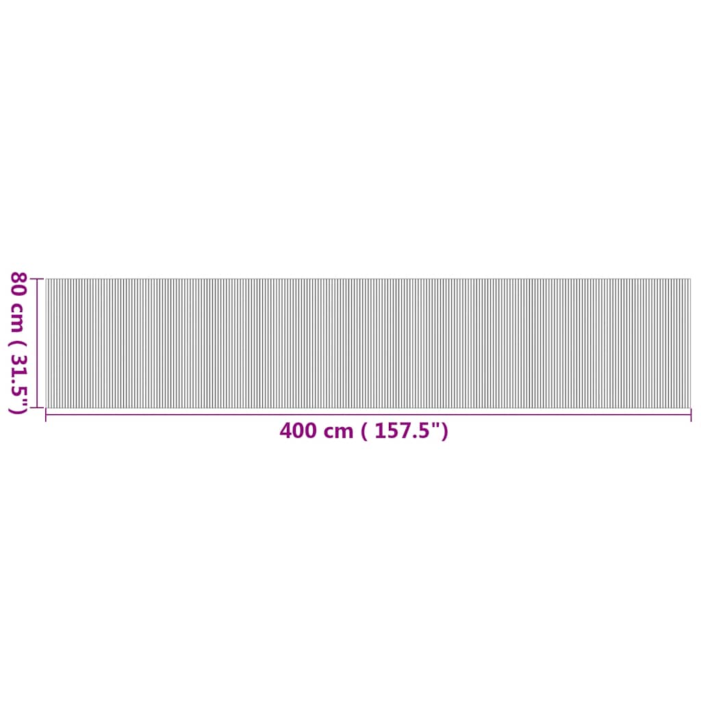 vidaXL Teppich Rechteckig Natur 80x400 cm Bambus