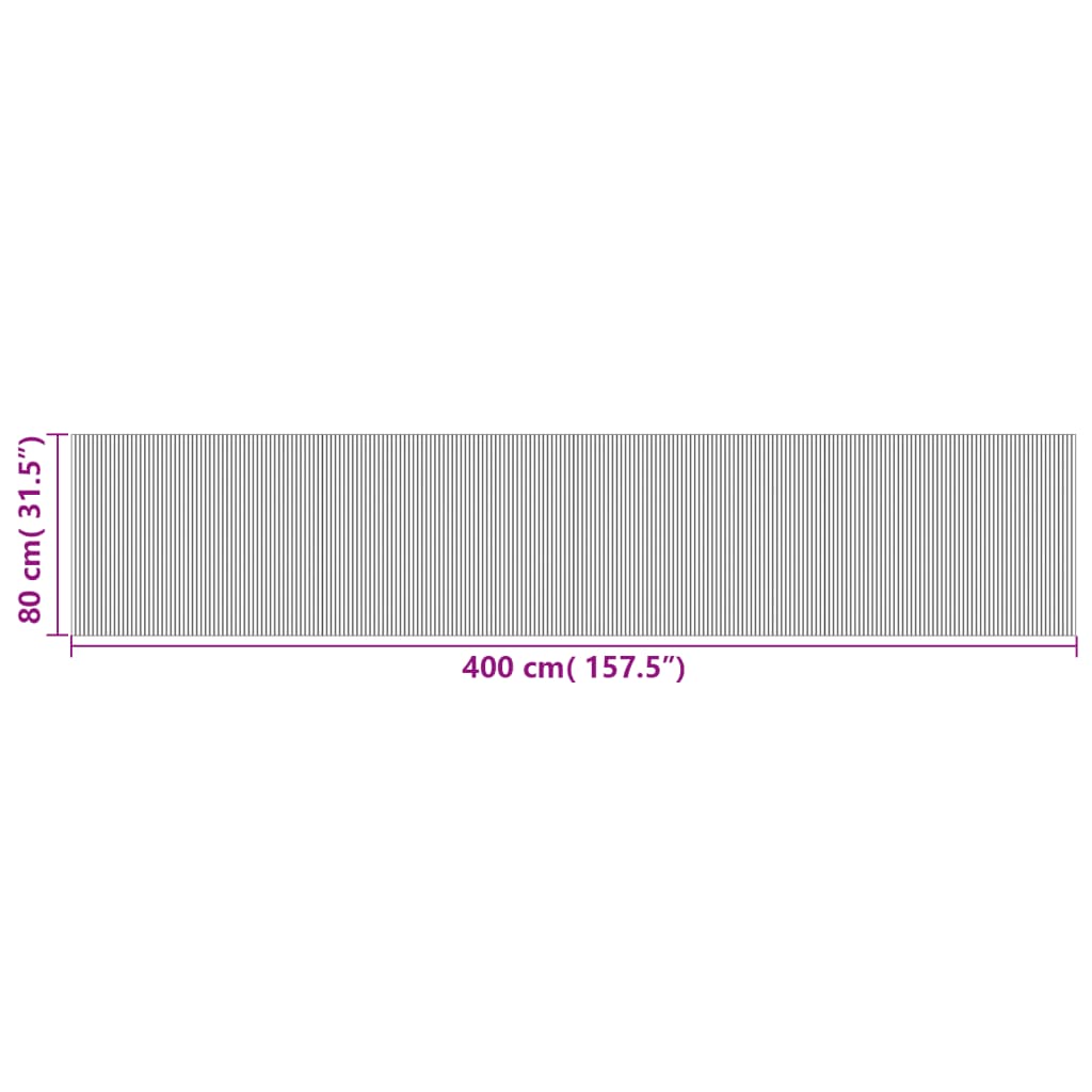 vidaXL Teppich Rechteckig Dunkelbraun 80x400 cm Bambus
