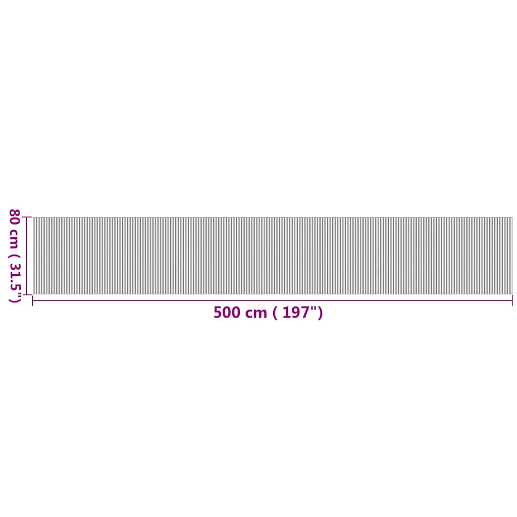 vidaXL Teppich Rechteckig Natur 80x500 cm Bambus