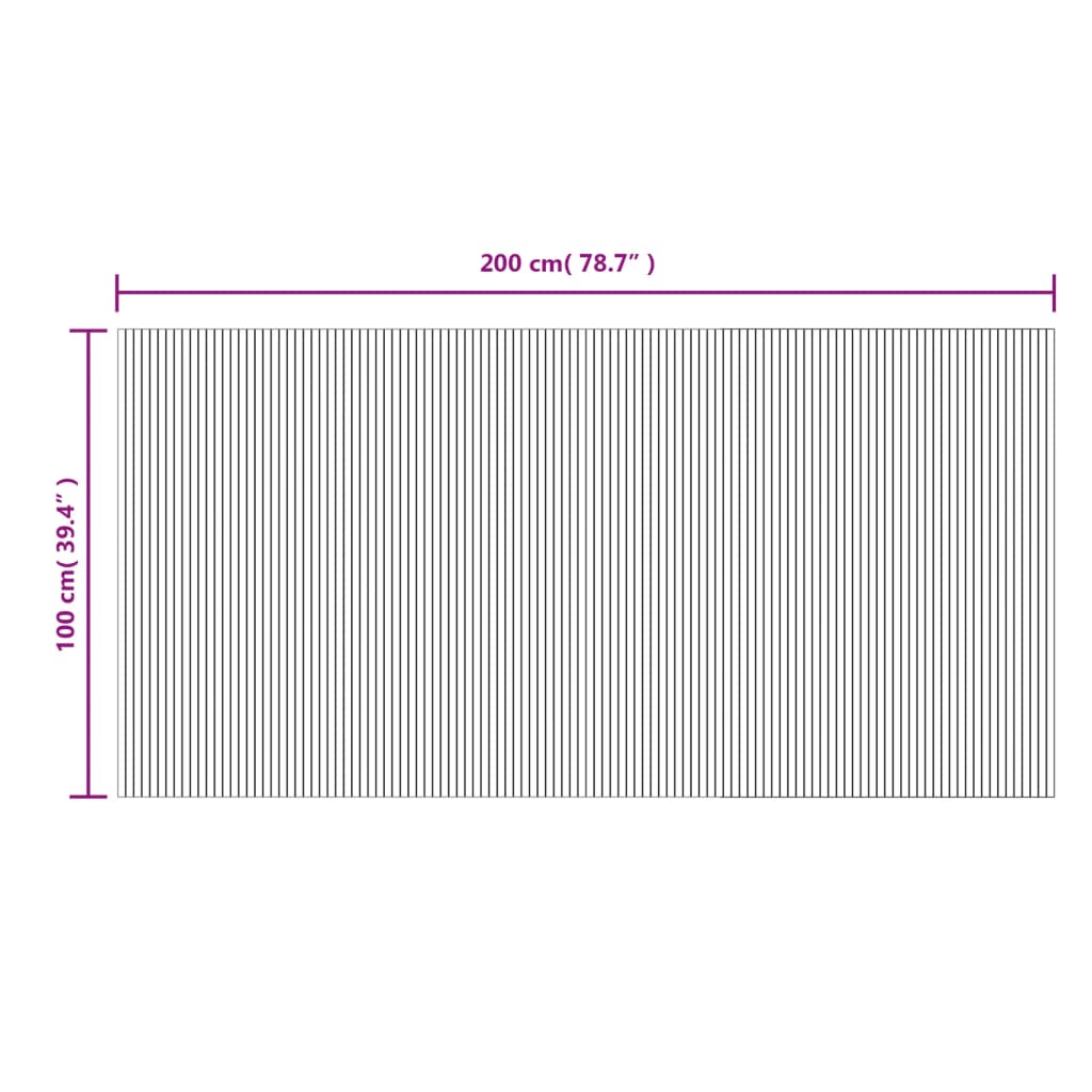 vidaXL Teppich Rechteckig Schwarz 100x200 cm Bambus