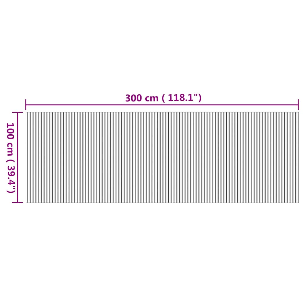 vidaXL Teppich Rechteckig Natur 100x300 cm Bambus