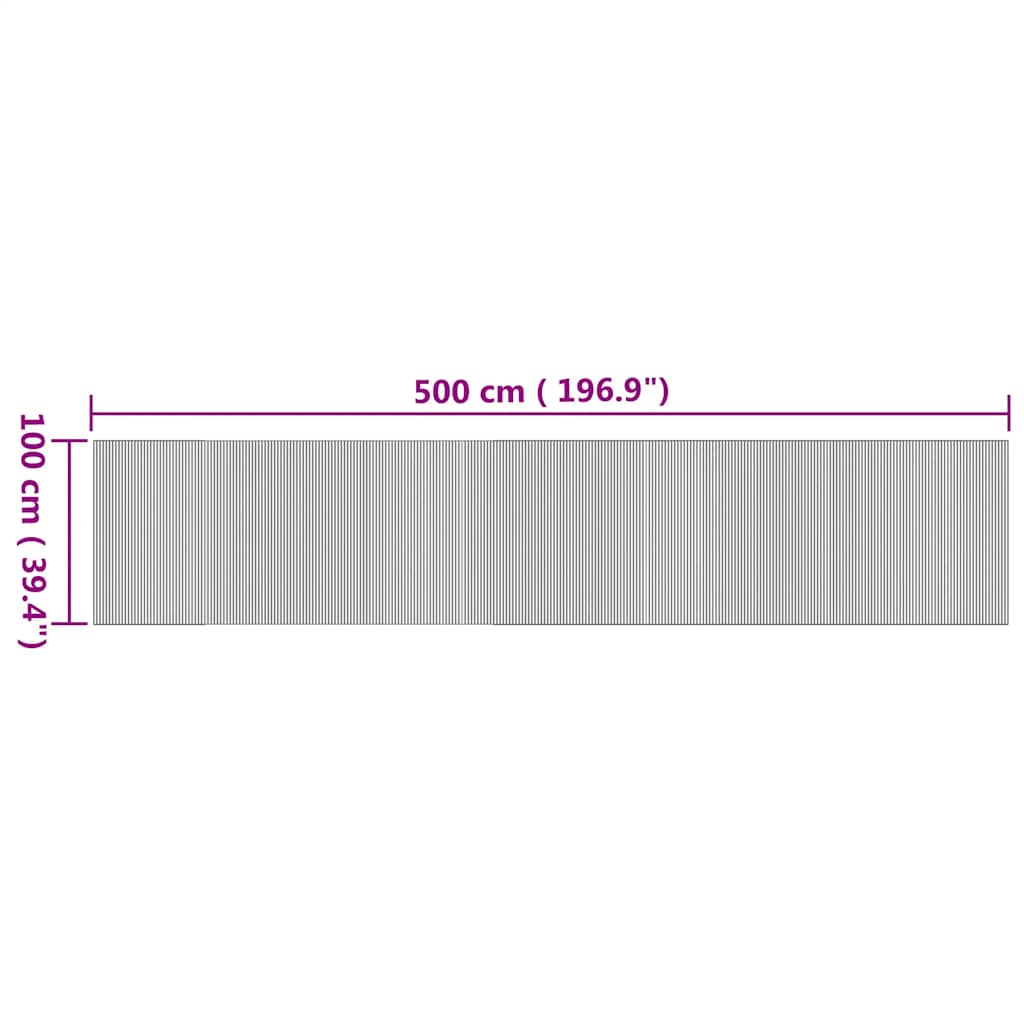 vidaXL Teppich Rechteckig Natur 100x500 cm Bambus