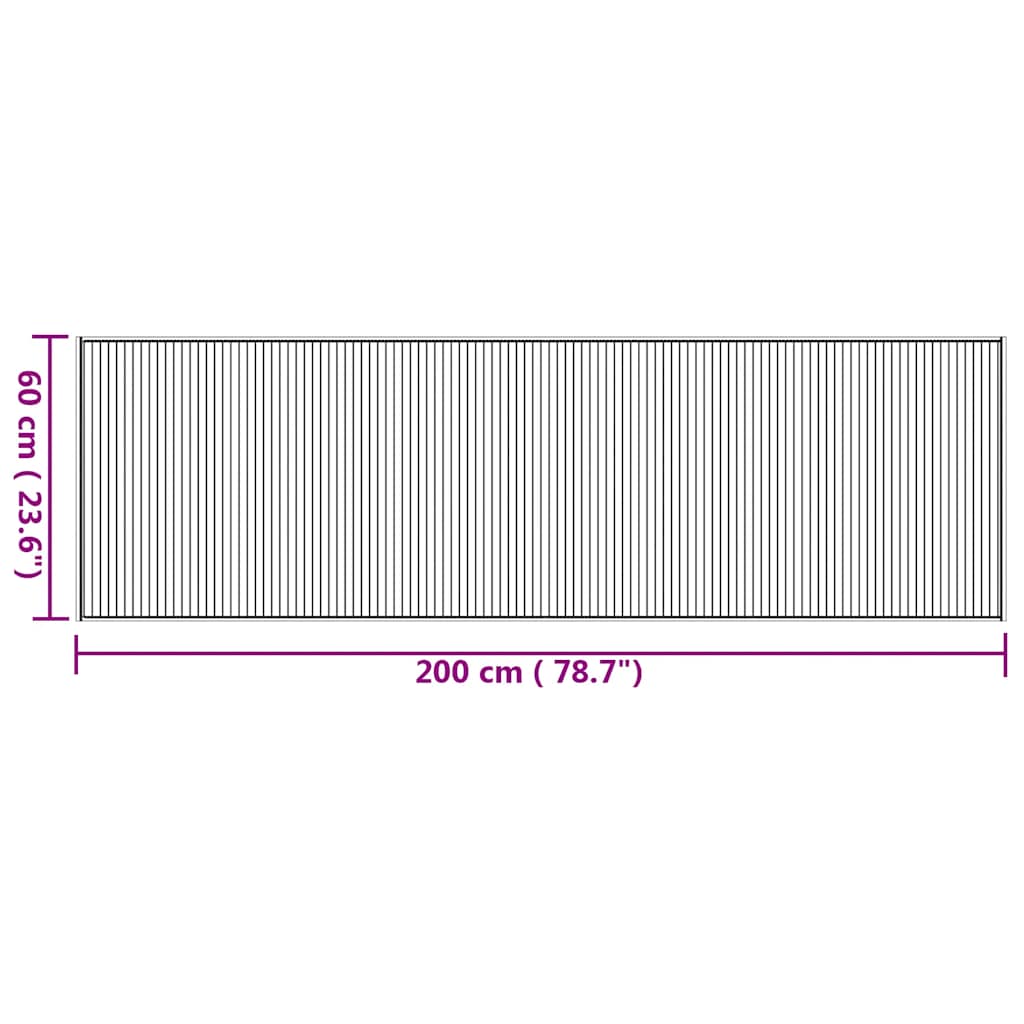 vidaXL Tapis rectangulaire Naturel 60x200 cm Bambou