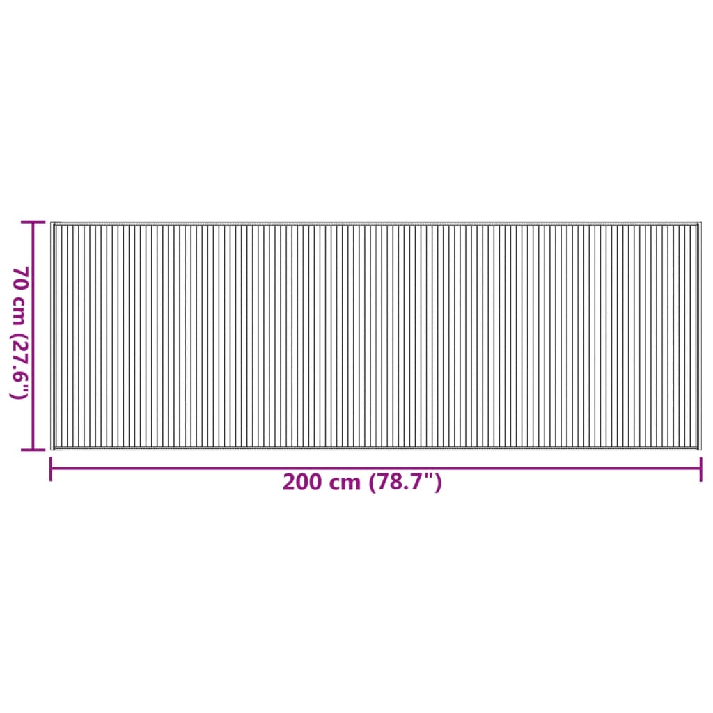 vidaXL Teppich Rechteckig Grau 70x200 cm Bambus