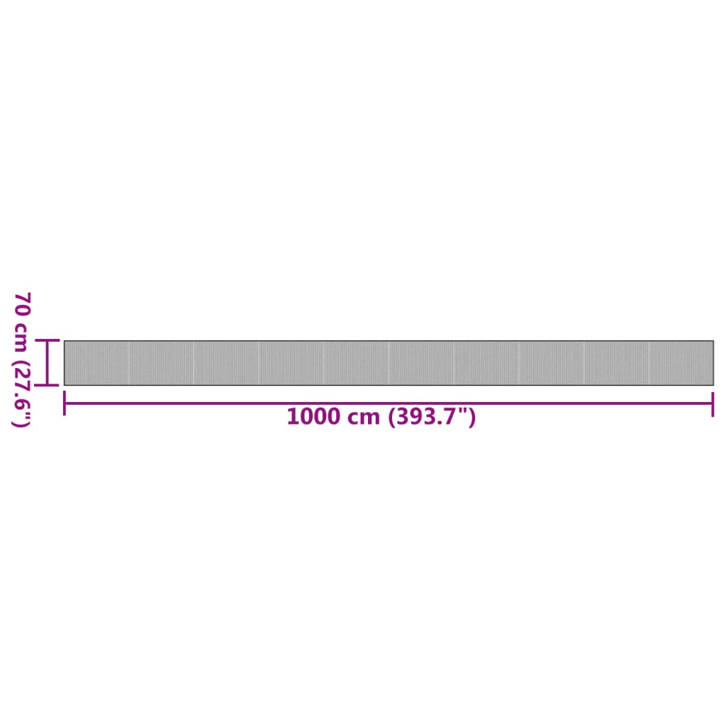 vidaXL Teppich Rechteckig Schwarz 70x1000 cm Bambus