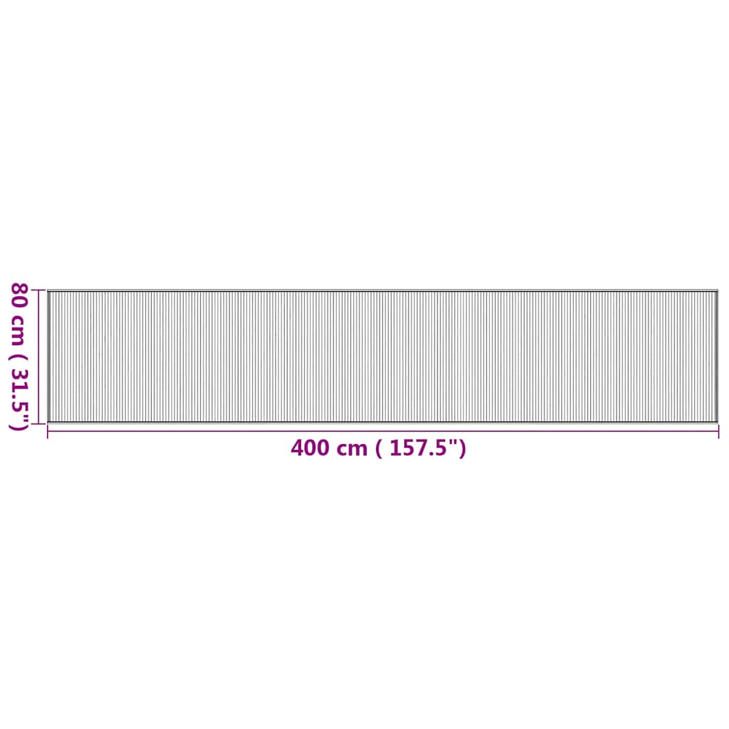 vidaXL Teppich Rechteckig Natur 80x400 cm Bambus