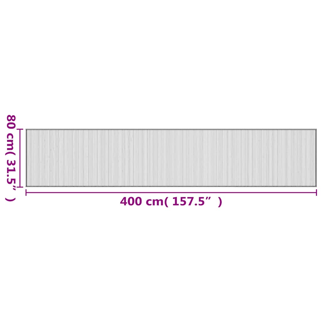 vidaXL Tapis rectangulaire marron 80x400 cm Bambou