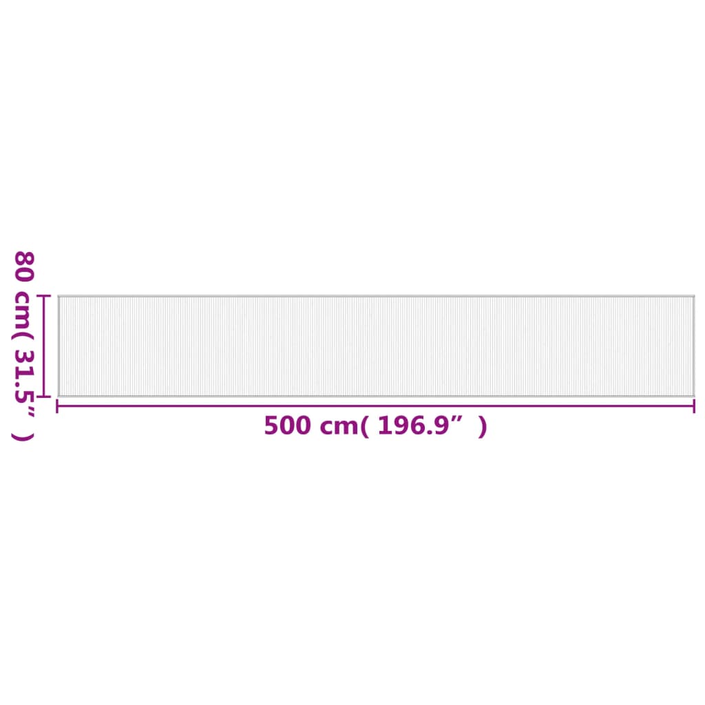 vidaXL Teppich Rechteckig Schwarz 80x500 cm Bambus