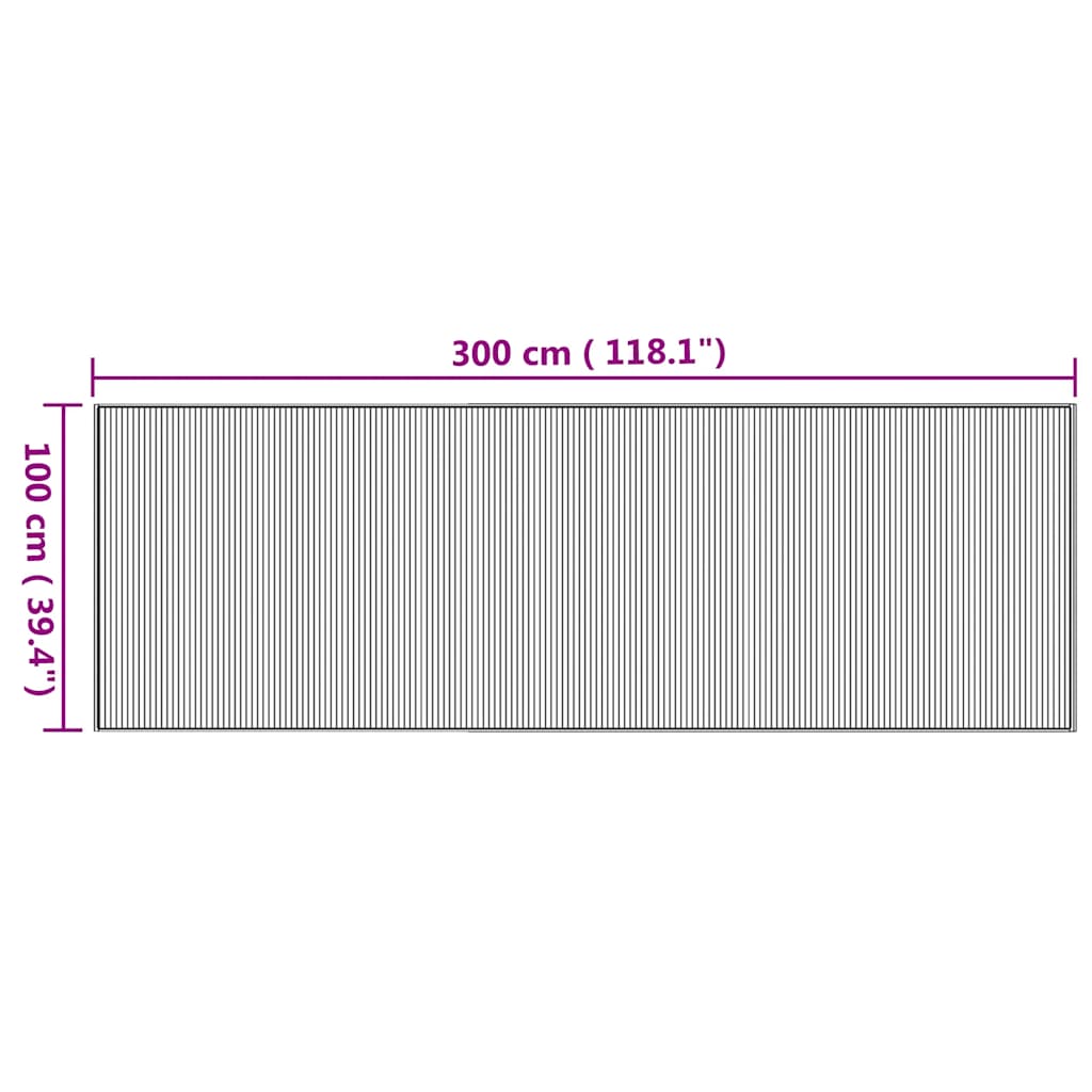 vidaXL Teppich Rechteckig Natur 100x300 cm Bambus