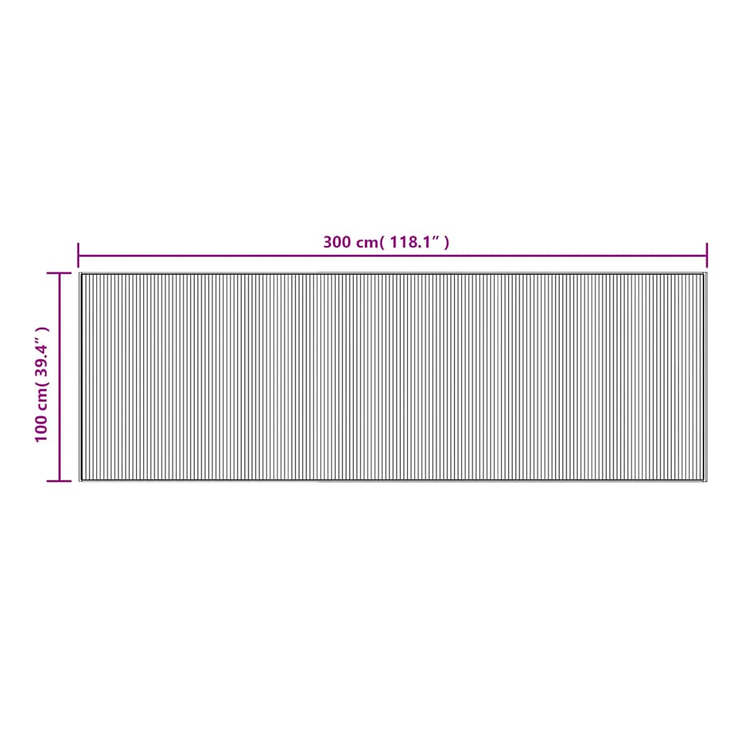 vidaXL Teppich Rechteckig Braun 100x300 cm Bambus