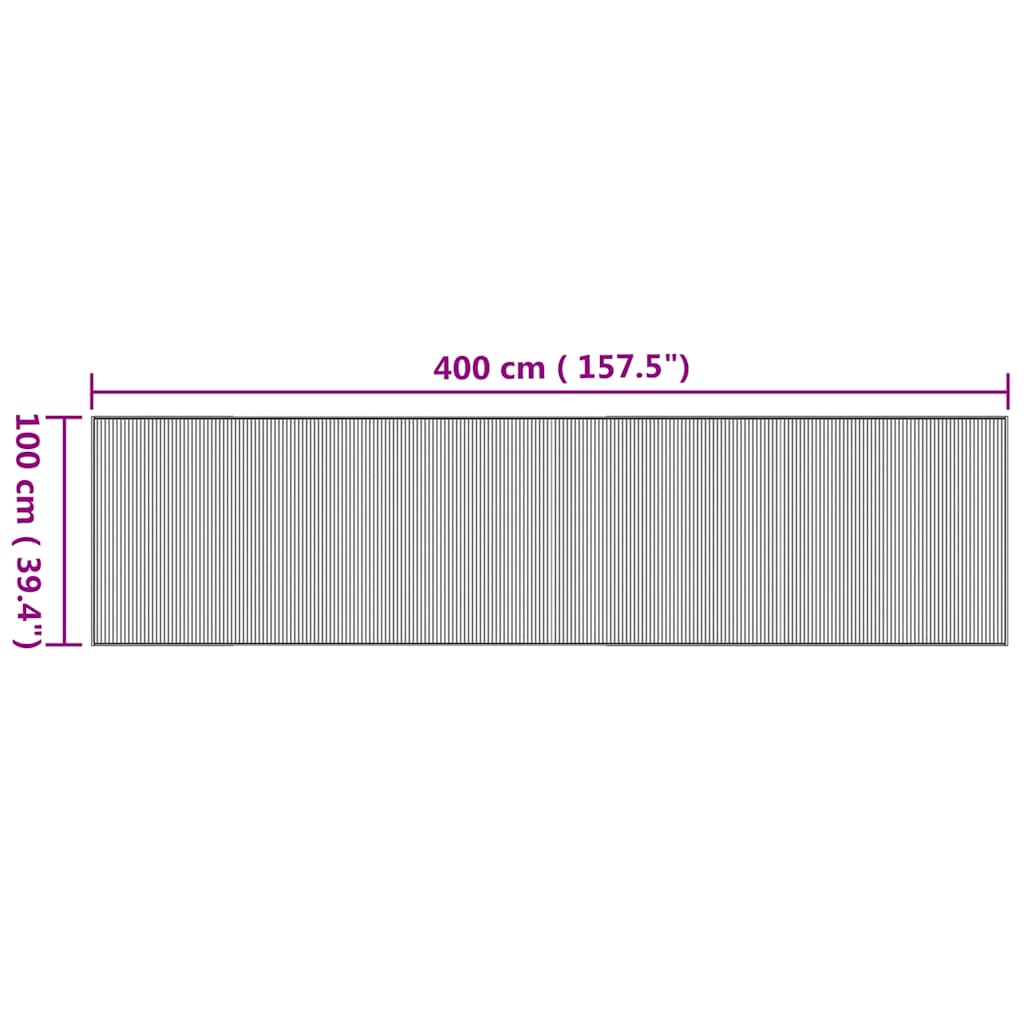 vidaXL Tapis rectangulaire naturel 100x400 cm bambou