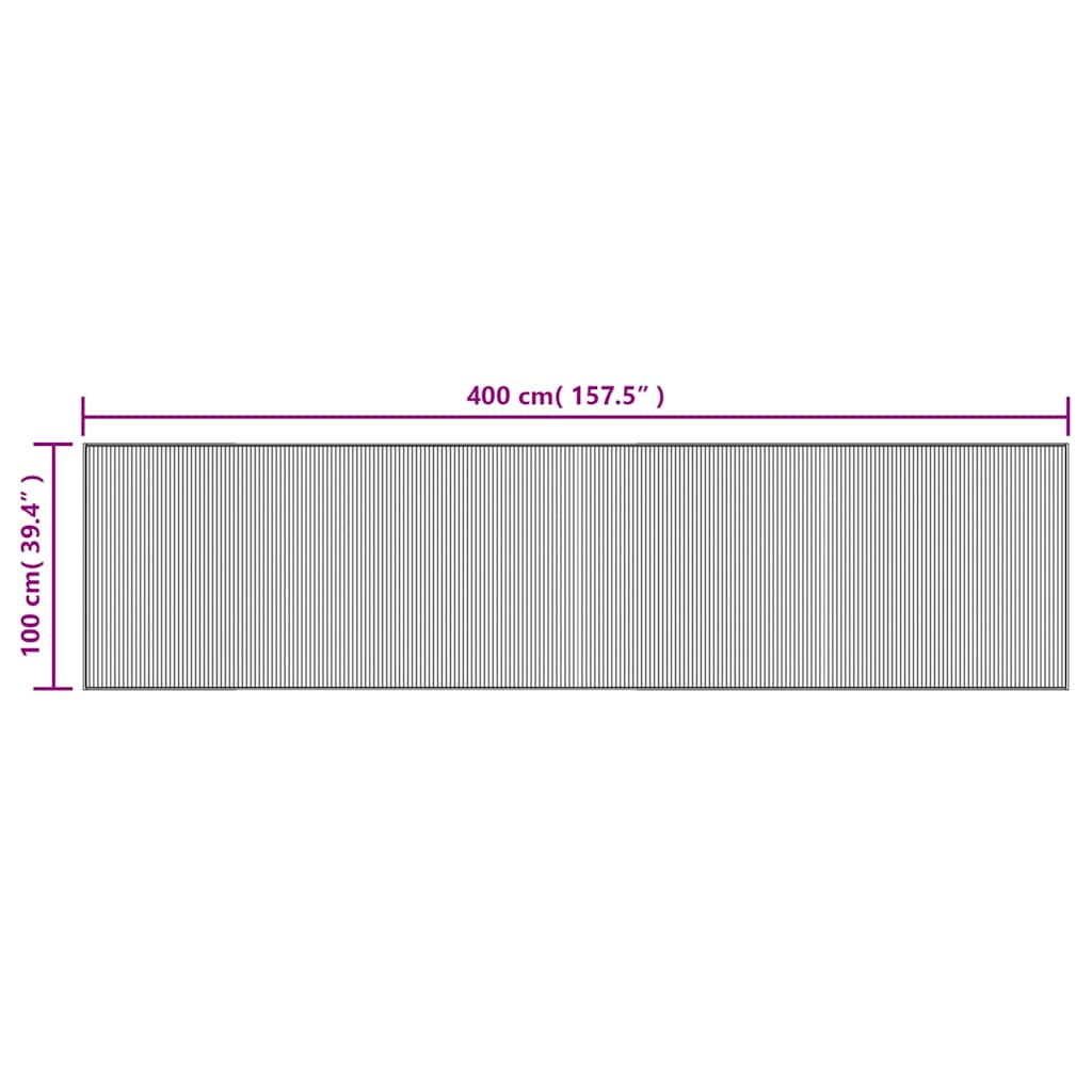 vidaXL Tapis rectangulaire Marron 100x400 cm Bambou