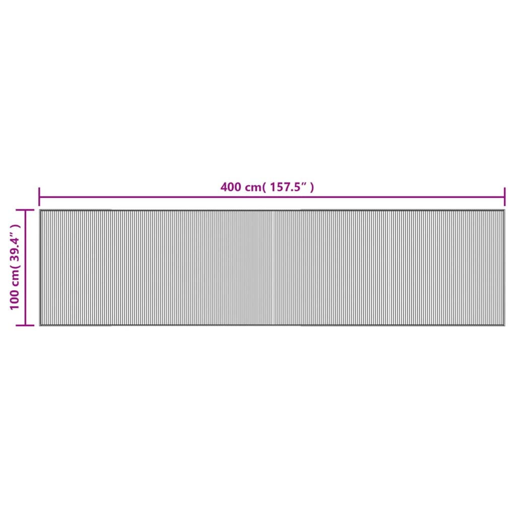 vidaXL Tapis rectangulaire Marron foncé 100x400 cm Bambou