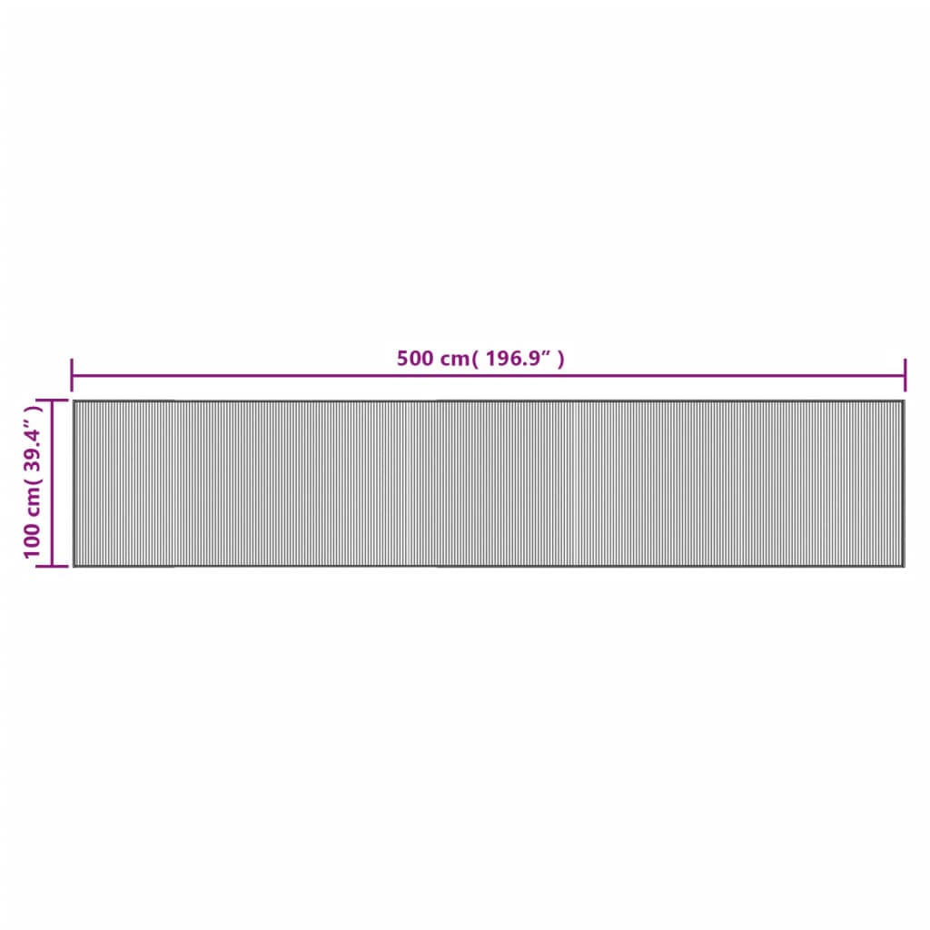 vidaXL Tapis rectangulaire Noir 100x500 cm Bambou