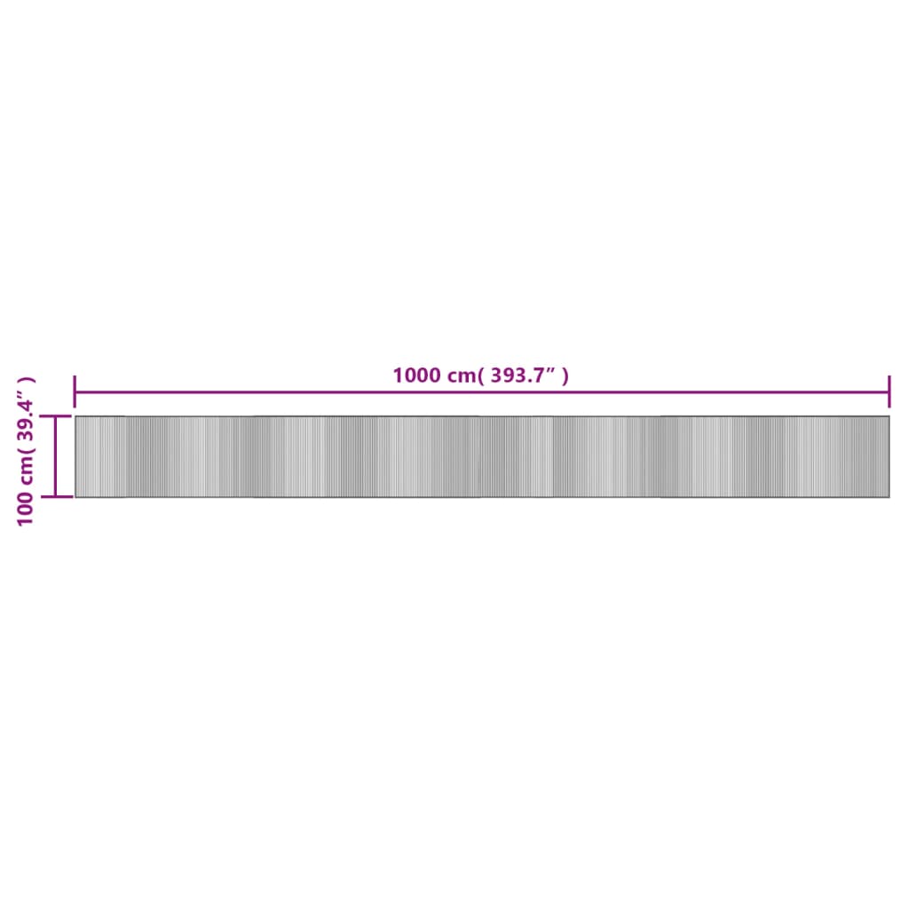 vidaXL Teppich Rechteckig Dunkelbraun 100x1000 cm Bambus