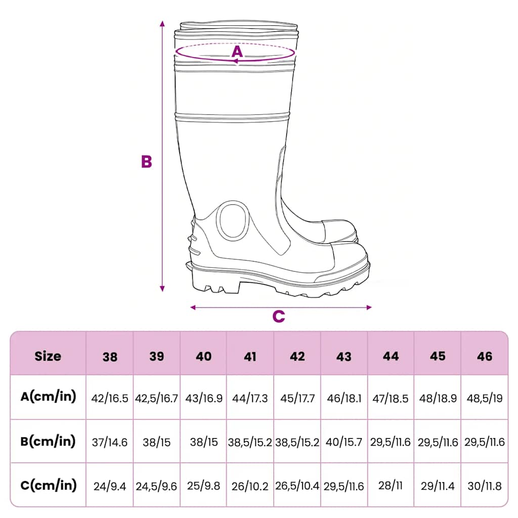 vidaXL Gummistiefel Schwarz Größe 46 PVC