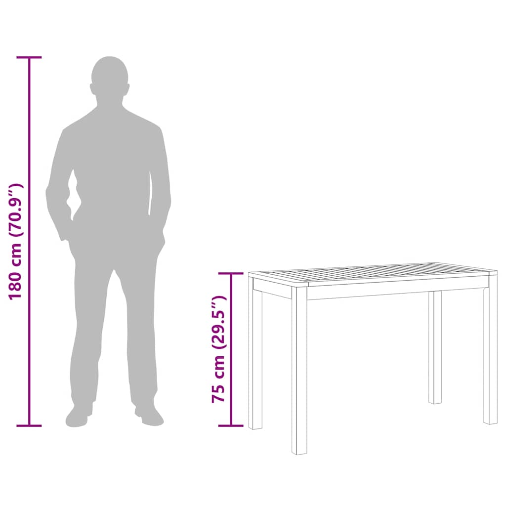 vidaXL Garten-Esstisch 110x55x75 cm Massivholz Akazie